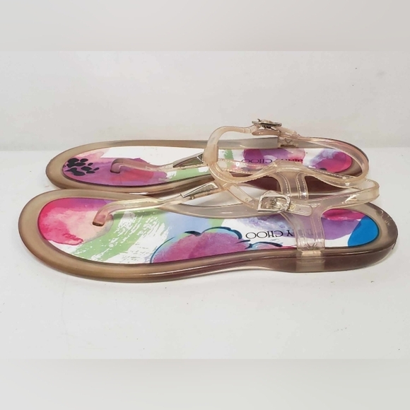 Jimmy Choo Made in Italy Jelly Sandals Clear Multicoloured Print Size 40 - Picture 2 of 11